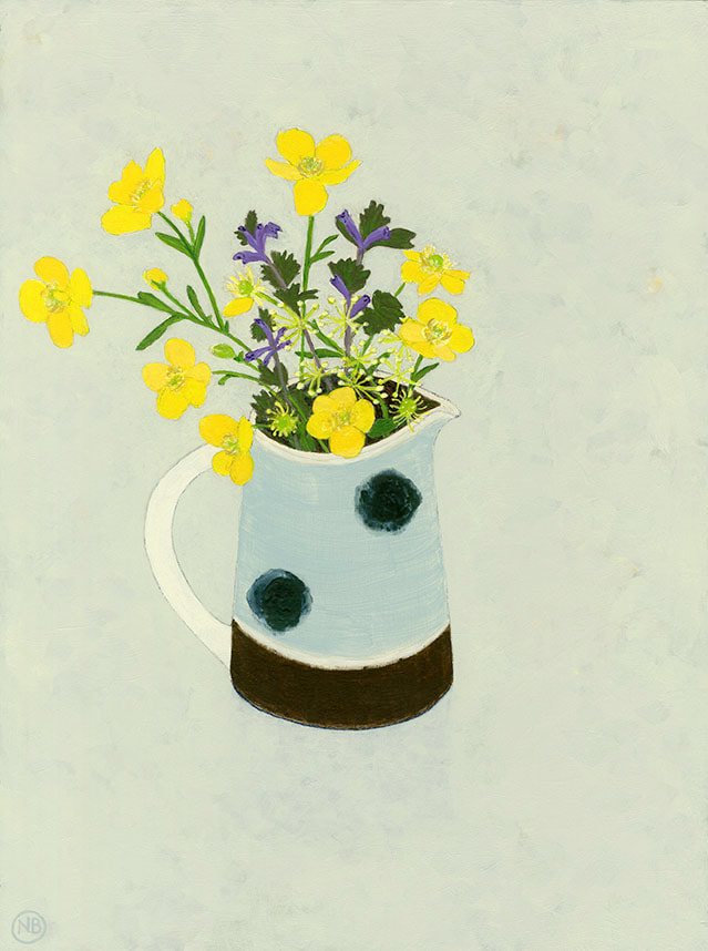 Nicola Bond painting, Buttercups and Painted Spot Jug