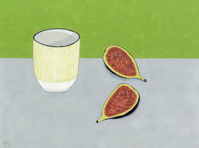 Nicola Bond painting, Fig and Lime Beaker